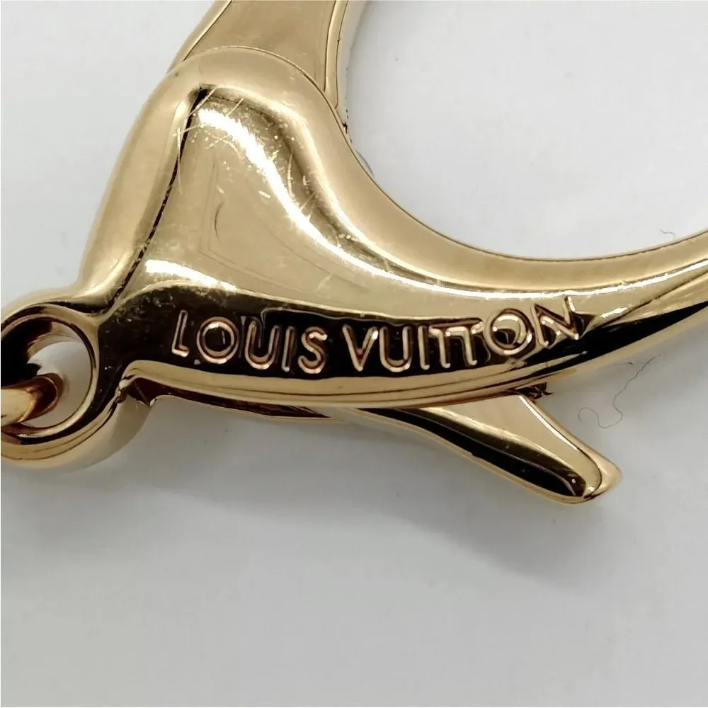 Auth Louis Vuitton Goldtone Pink Fleur D'Etoile Key Holder Bag Charm